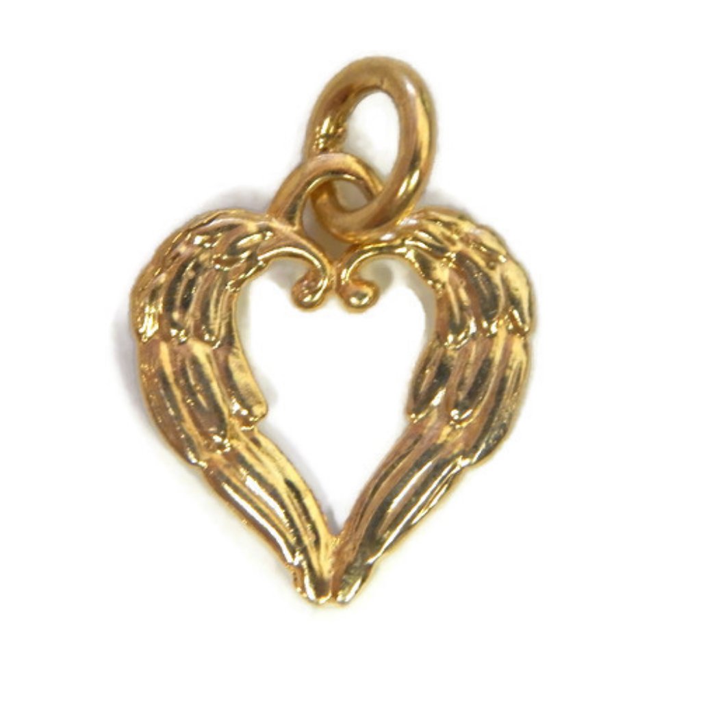 14k Yellow Gold Wings In The Shape Of A Heart 2 Ch